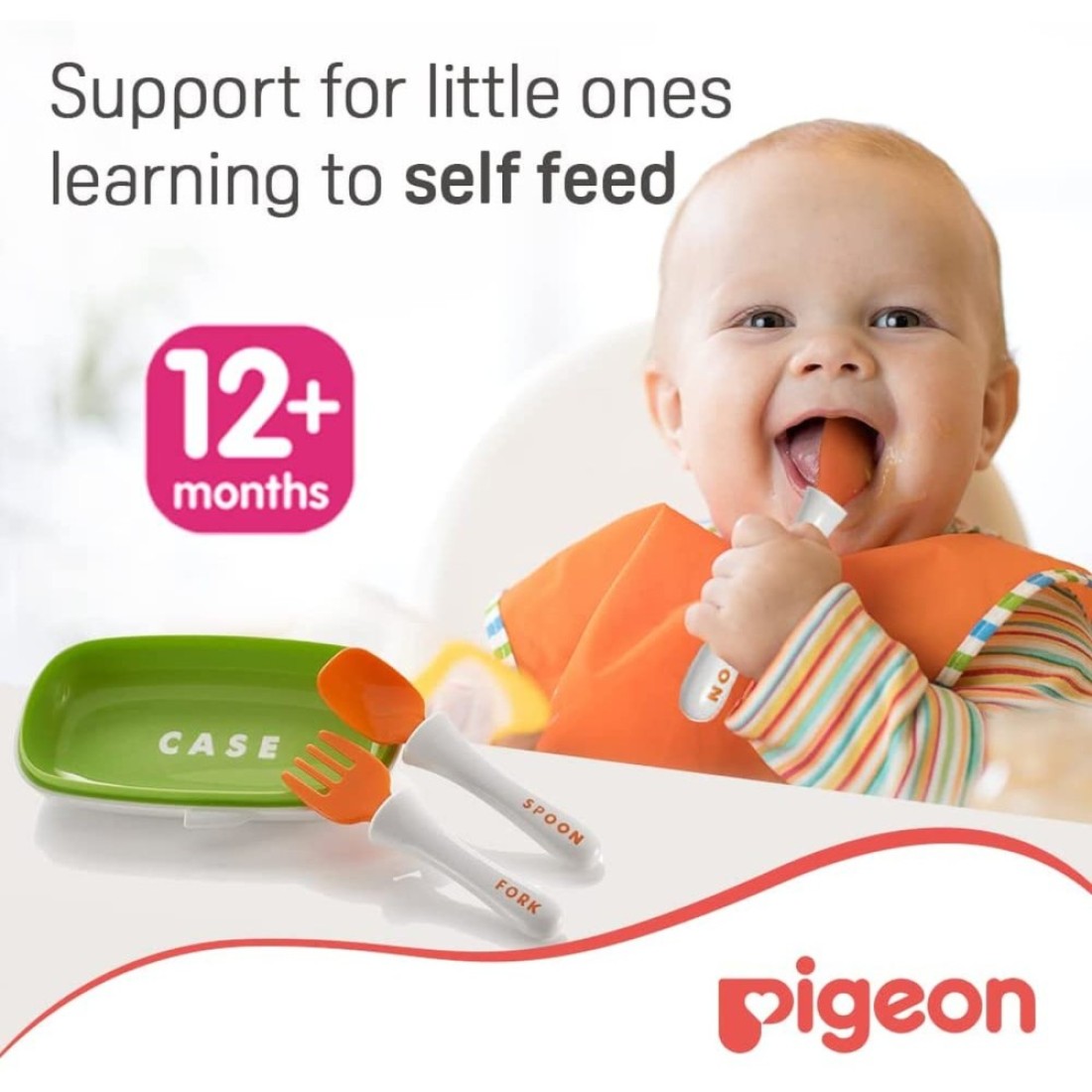 Pigeon Do It Myself Spoon And Fork Set With Travel Case Stage 2 26400 Multicolour Pack of 3