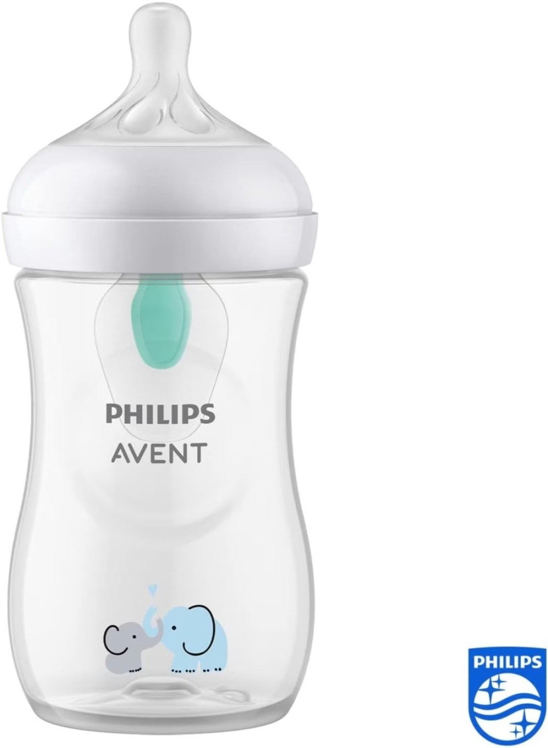 Philips Avent Natural Response Baby Milk Bottle With Airfree Vent BPA Free For Newborn Babies Elephant Pattern, 260ml