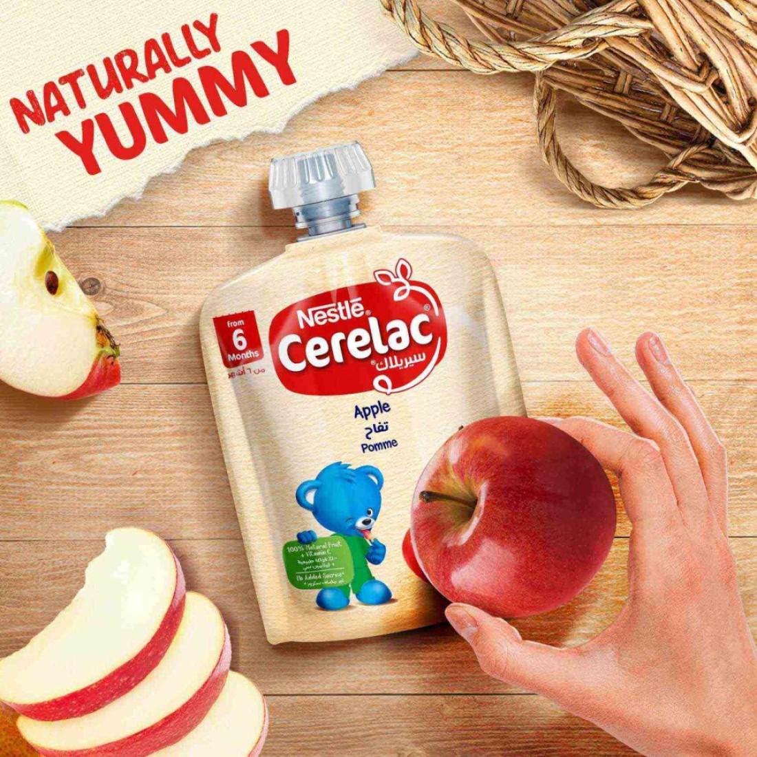 Nestle Cerelac Fruits Puree Pouch, Apple, from 6 Months, 90g