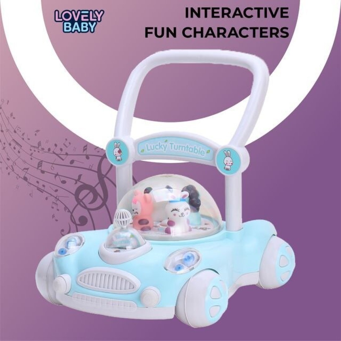 Lovely Baby Kids Push Walker LB 7621 with Removable Handle, Musical Toys, Walk Support, First Step Safe Activity Walker, Child Learning Balance, Small Infant Boy Girl 9-15 M - Blue