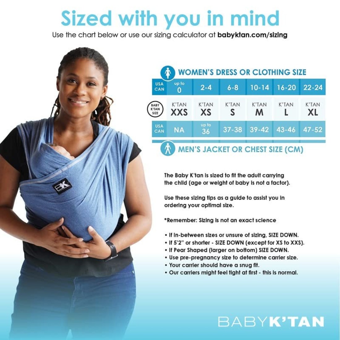 Original Baby Ktan Baby Carrier 1 Easy PreWrapped Soft SlipOn No Rings No Buckles 5 in 1 Baby Sling Gift The Best Hands Free Infant Wrap For Newborn to Toddler up to 35lb See Size Chart