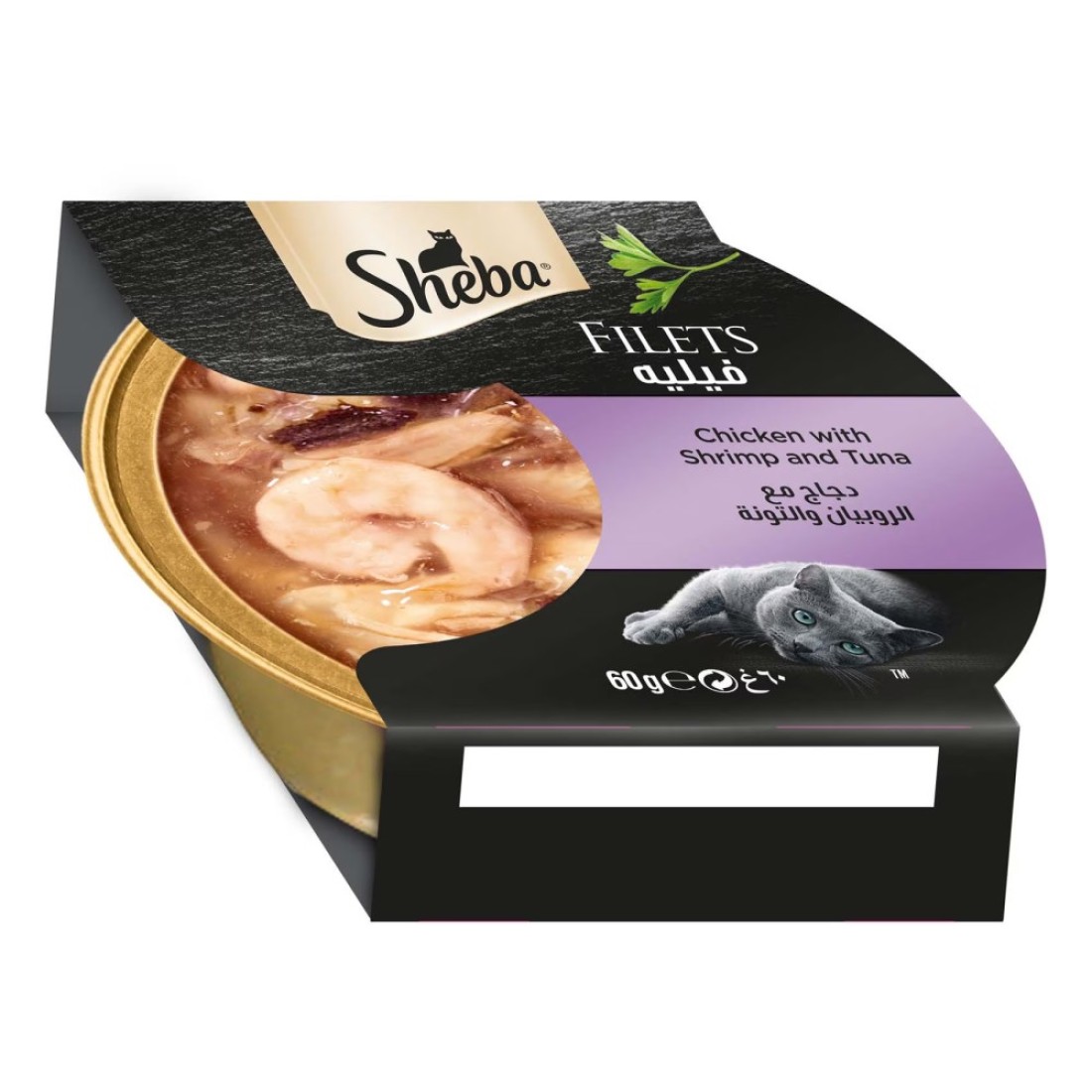 Sheba Filets Chicken with Shrimp and Tuna Wet Food for Cats, 60g Pack of 16