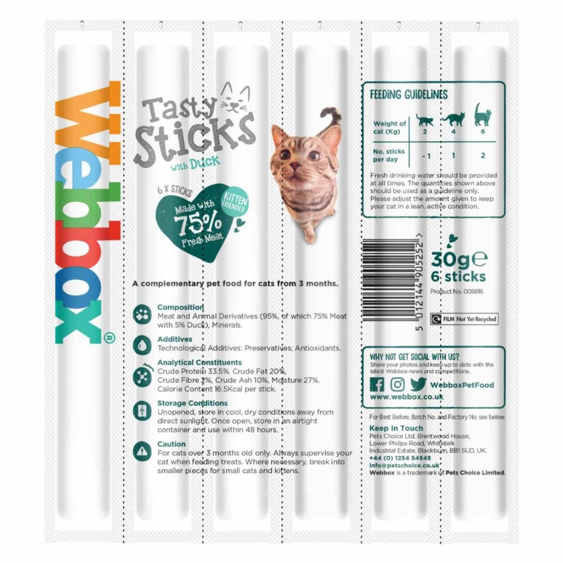 Webbox Duck With Testy Cat Sticks 30g