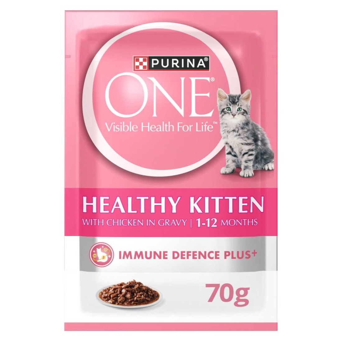 Purina One Healthy with Chicken in Gravy Kitten Wet Food, 85g Pack of 12