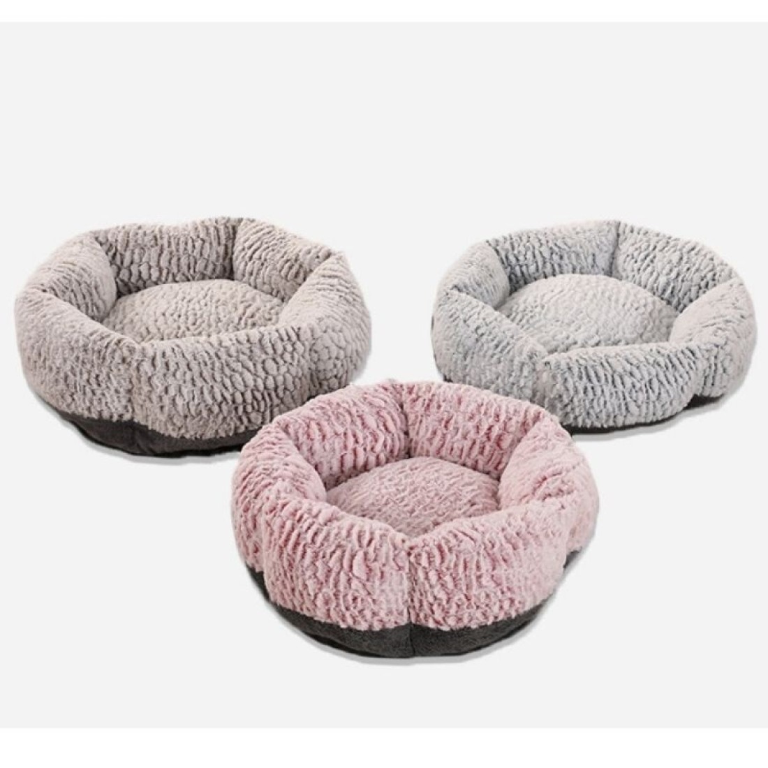 Mei Lifestyle Cat &amp; Dog Pet Bed With Cute Design And Flower Shape Comfortable Plush Ultra Soft Cushion Self Warming Pet Bed Made With Fleece Faux Fux With Waterproof Bottom (Diamater 60cm)