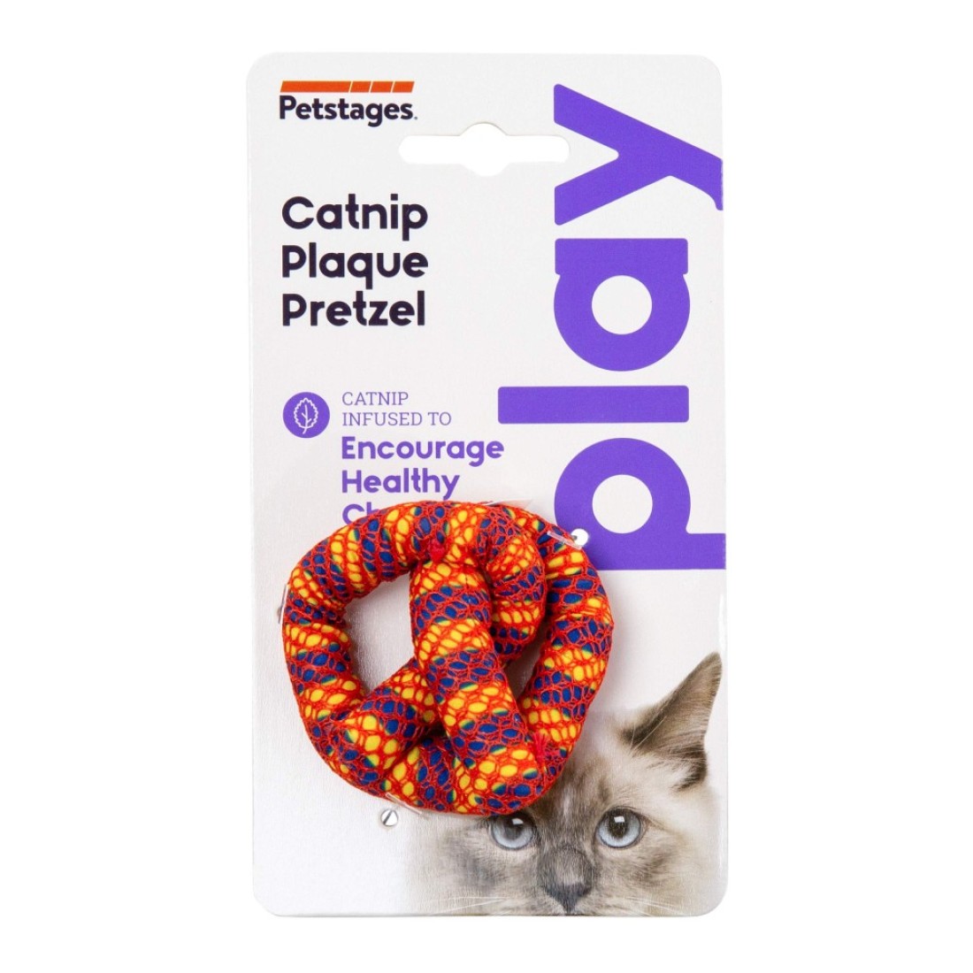 Catstages Catnip Plaque Away Pretzel Dental Cat Chew Toy Catnip Toy Orange