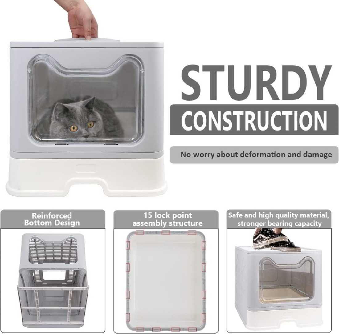 Cat Litter Box with Lid (Grey)