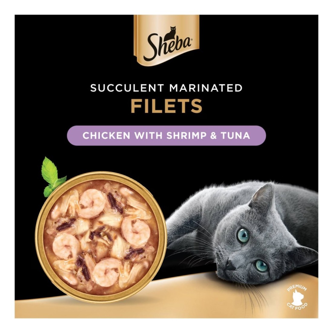 Sheba Chicken Filets with Shrimp and Tuna Wet Food for Cats, 60g