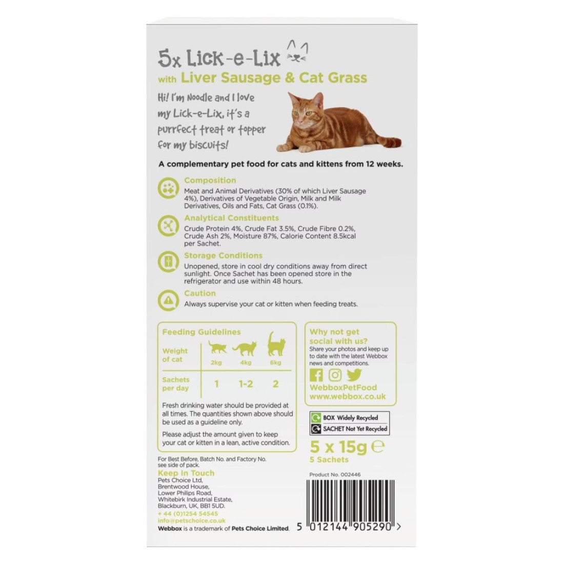 Webbox Lick-e-lix With Liver Sausage And Cat Grass Yoghurty Cat Treats 75g