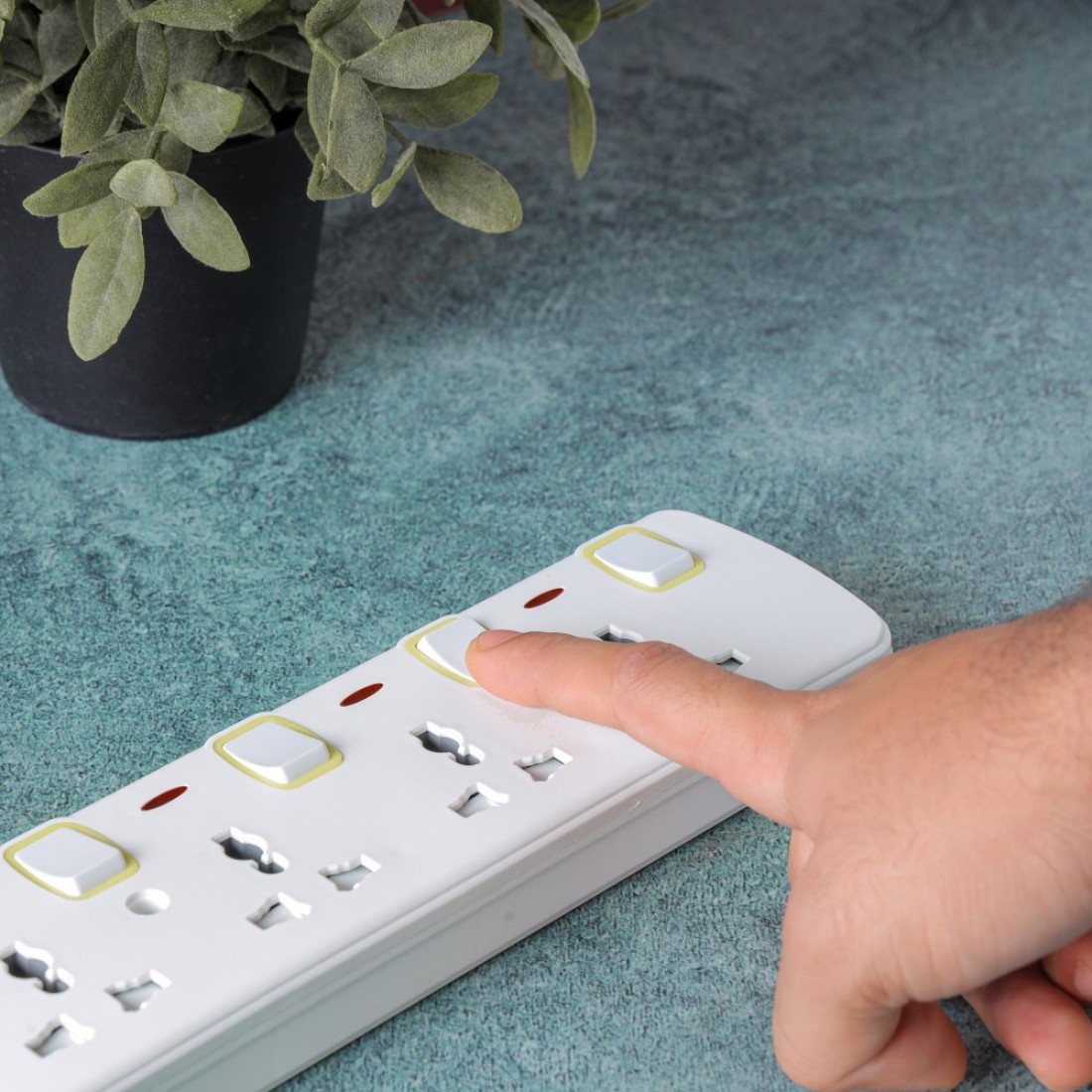 Olsenmark 4 Way Power Socket with Individual Switches- OMES1728D/ Equipped with PP Fire Proof Housing, Copper Parts, and Child Safety Shutter/ 3-meter Extension Cord, Ideal for Home, Office,