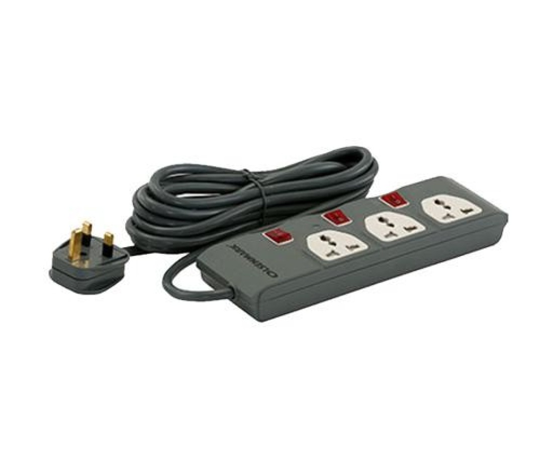 Olsenmark 3 Way Power Socket with Individual Switches- OMES1727D/ Equipped with Fire Proof Housing, and Child Safety Shutter/ 3 meter Extension Cord, Ideal for Home, Office, etc to Connect C