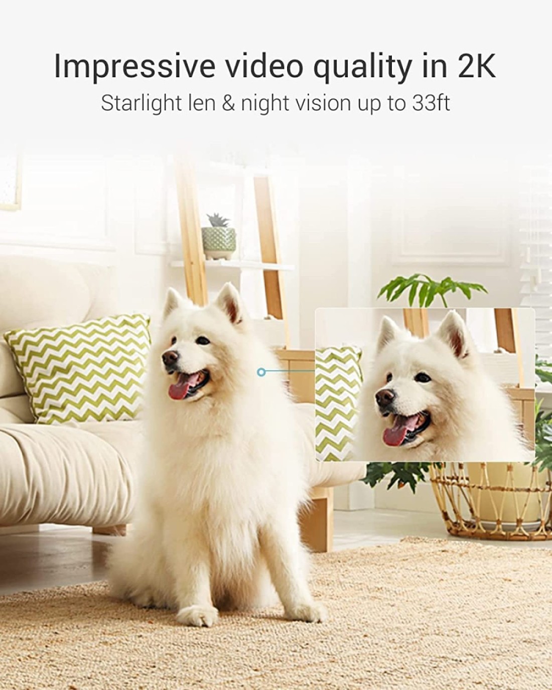 EZVIZ 2K+ AI Security Camera Indoor, AI Powered Human/Pet/Crying Detection, Starlight Colour Night Vision, Auto-Zoom Tracking, Two-way Audio&amp;Calling, 2.4G/5G WiFi, SD Card/Cloud Storage(C6)