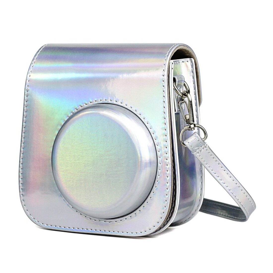 O Ozone - Fujifilm Accessories, Instax Mini 11 Case PU Leather with Strap - Silver, Blue Album