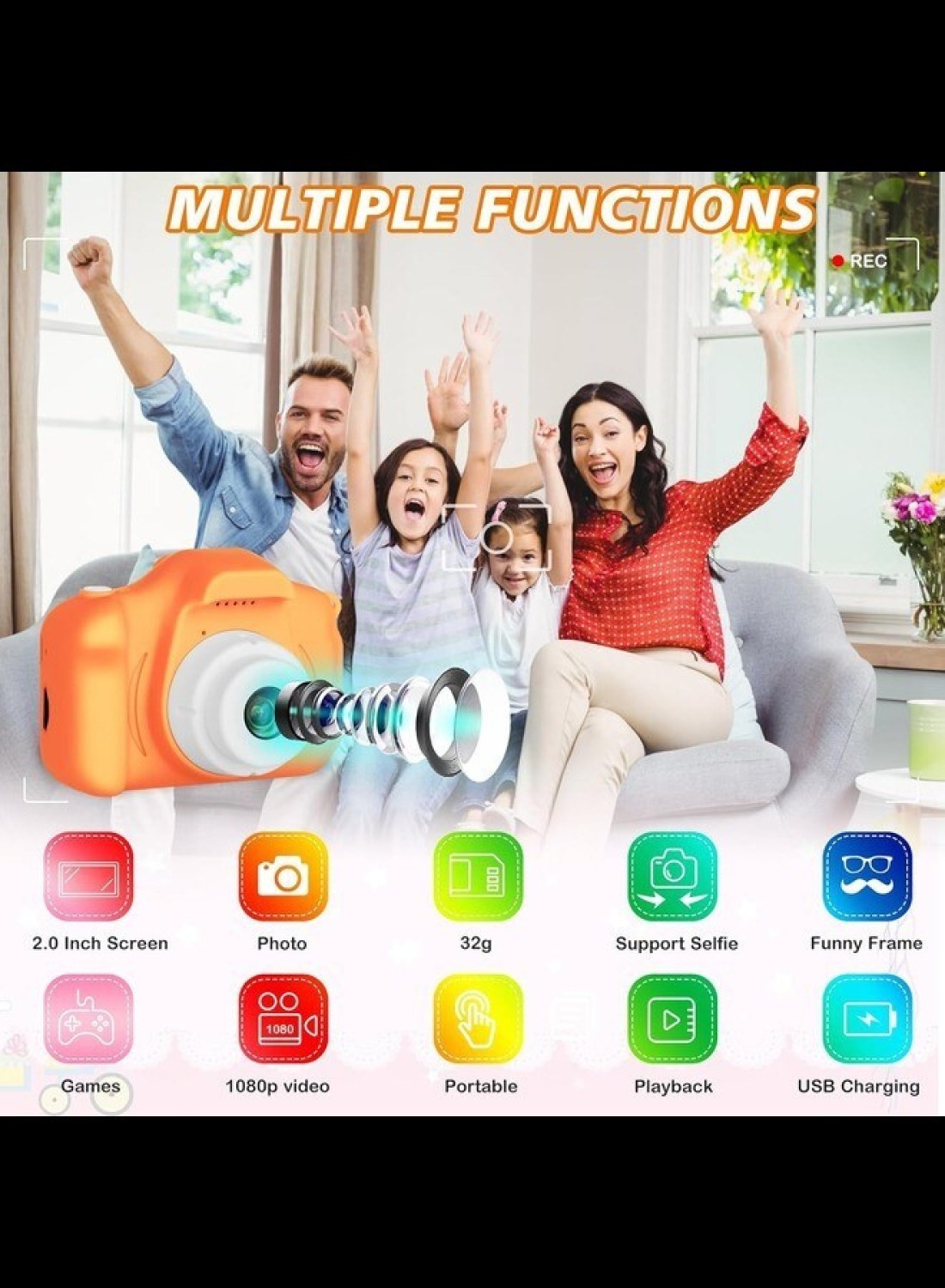 Radiotronics Upgrade Toddler Camera Children Video Camcorder,Kids Digital Selfie Camera Toys with 32GB SD Card for 3 4 5 6 7 8 9 Year Old Girls and Boys
