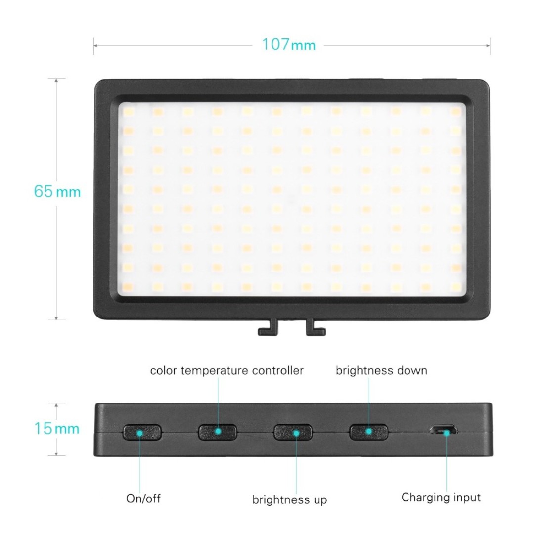 Generic-LED Video Light Panel On-Camera 3200K-5600K Dimmable Lamp Adjustable Brightness Flash Light with Cold Shoe Mount for Photography Live Streaming