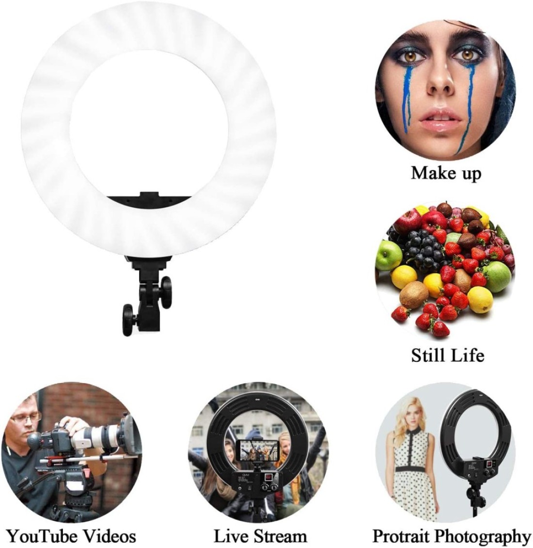 Coopic Rl-14D Bio-Color 3200K- 5600K Dimmable Ring Video Light (14 Inches/36 Centimeters Outer, 36W, 1024 Pieces LED Smd) Black
