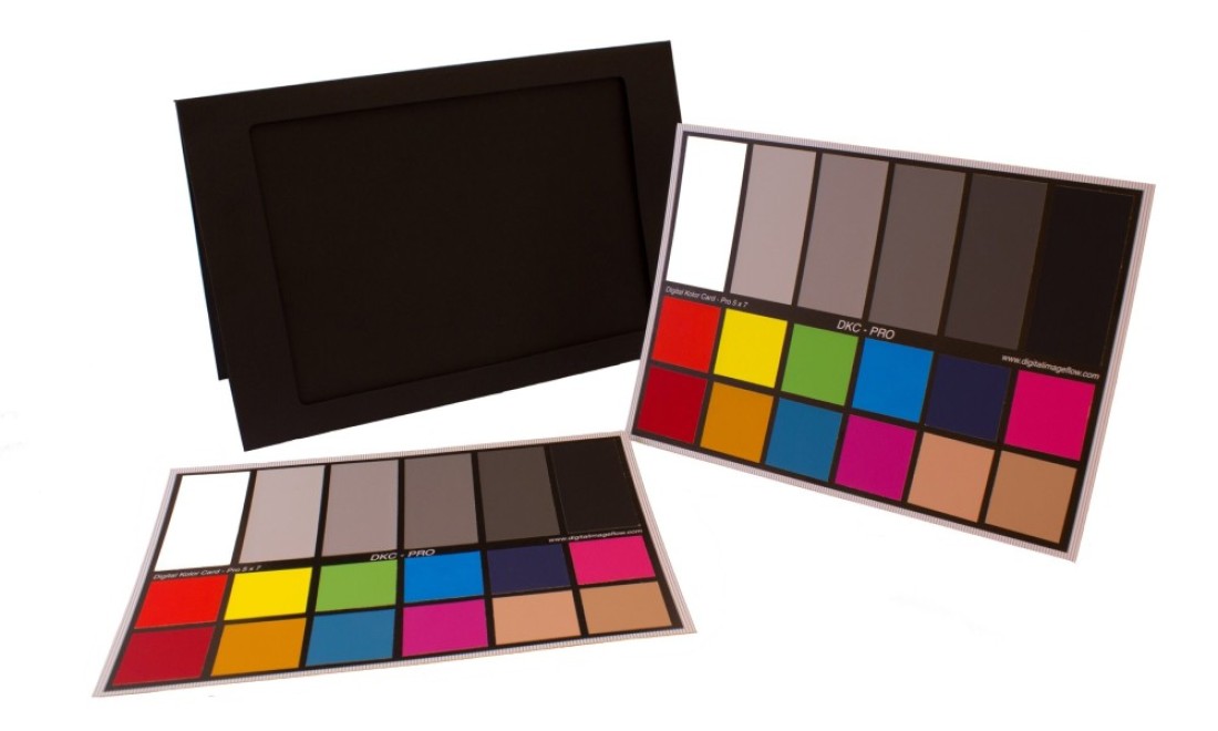 DGK Color Tools DKCPro 5 x 7 Set of 2 White Balance and Color Calibration Charts with 12 and 18 Gray Pro Quality Includes Frame Stand and User Guide