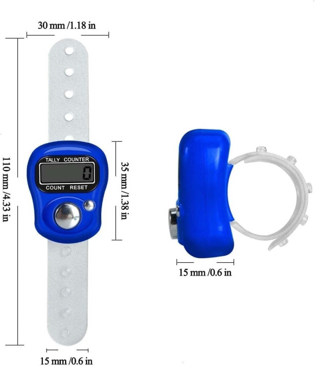 FITTO Multi-Functional Electronic Finger Counter 5-Digit LCD Display - EQ Clicker Mechanical Hand Tally Tasbih Digital Tracker for Muslim Prayer Counter - Mini Handheld Clicker