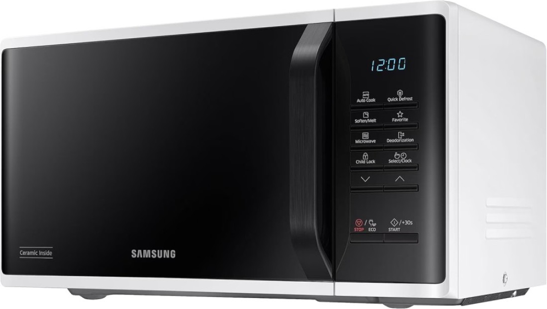 Samsung Solo Microwave Oven, 23L, MS23K3513AW, White/Black