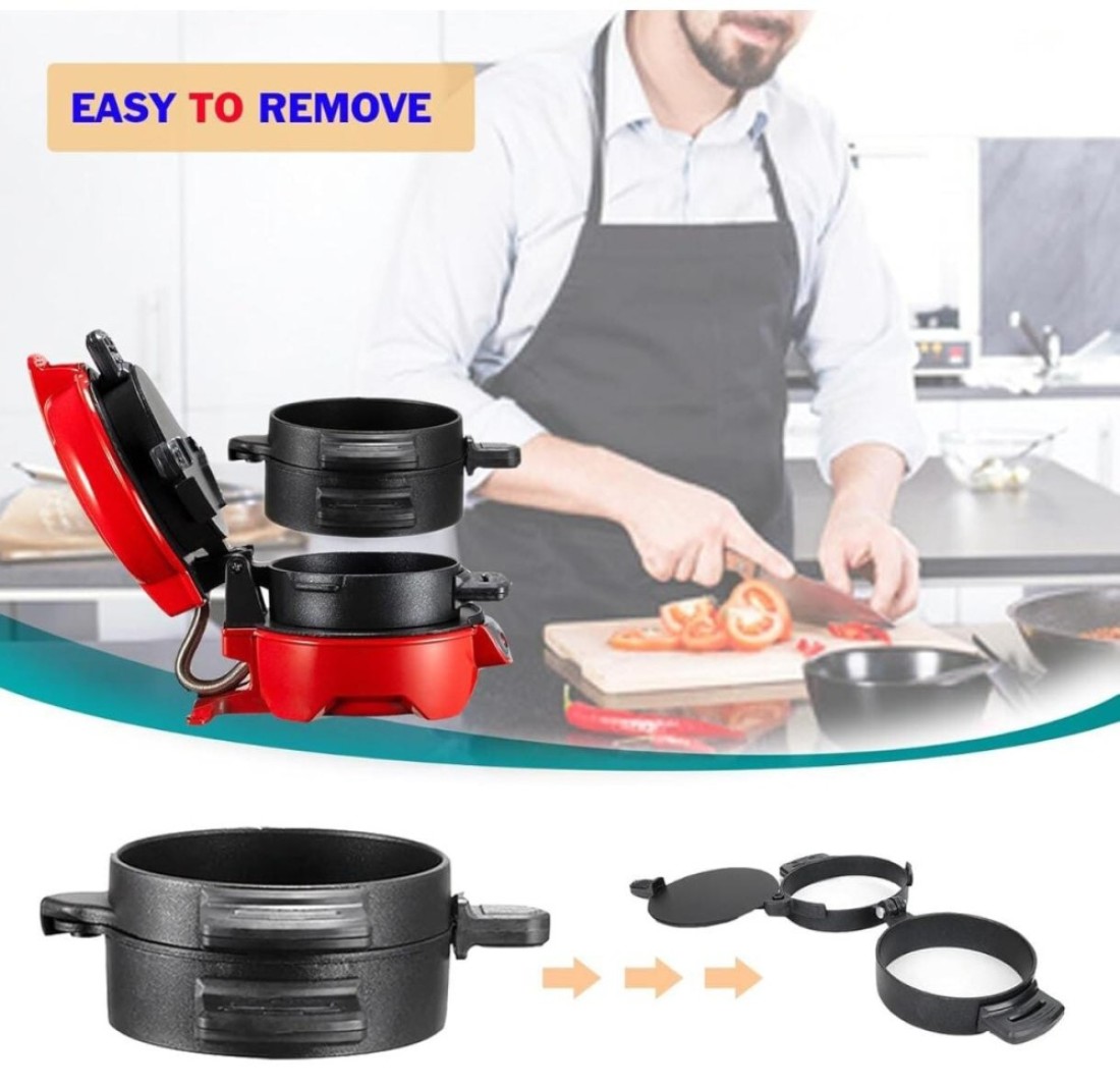 Kitchen Desk Sandwich Toaster Burger Maker, Panini Press with Egg Rings and Timer, Efficient Non-Stick Heating Plates, for Hamburgers, Waffles Snacks Burger Sandwich Maker