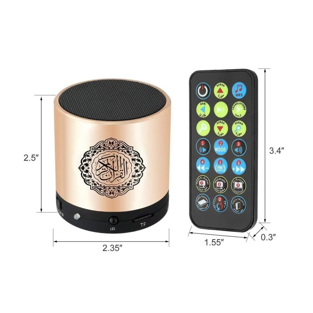 SQ-200 Quran Speaker Portable Quran Speaker MP3 Player 8GB TF FM Golden