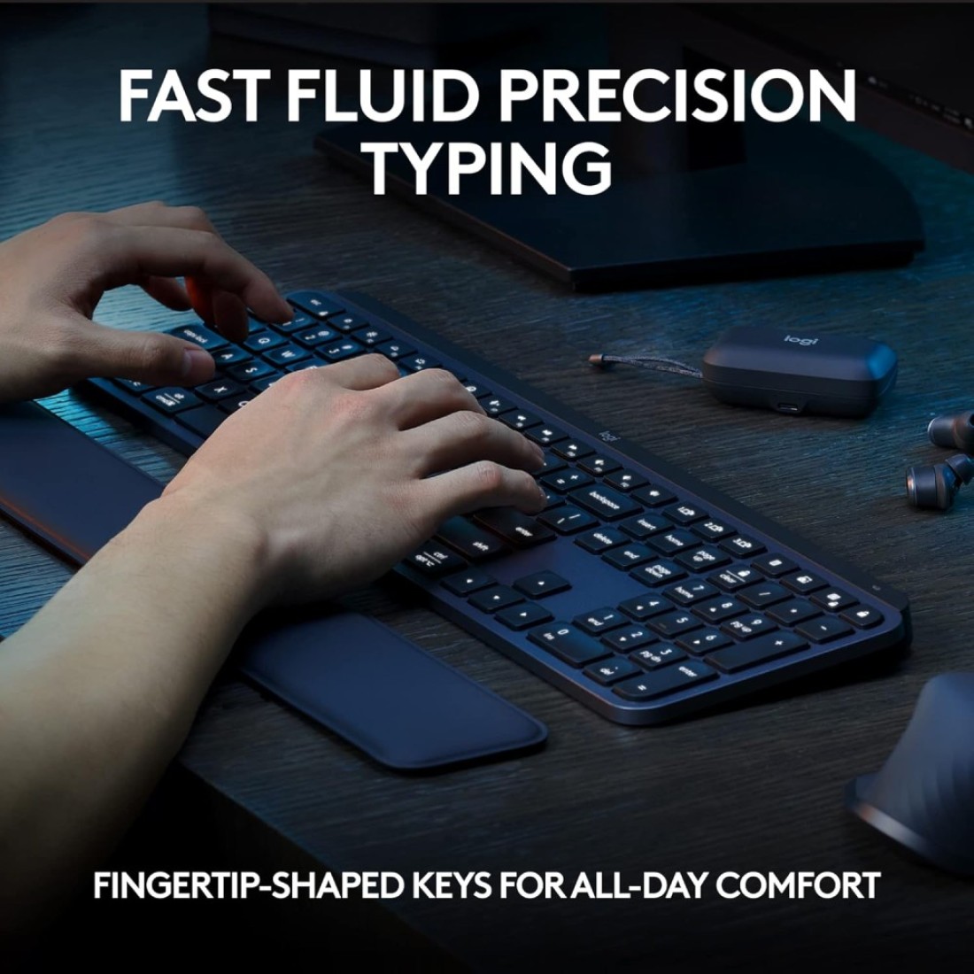 لوحة مفاتيح MX Keys S المتقدمة اللاسلكية المضيئة (الجرافيت) لوحة مفاتيح تخطيط إنجليزية دولية أمريكية لأجهزة الكمبيوتر التي تعمل بنظام Windows وLinux وChrome وMac