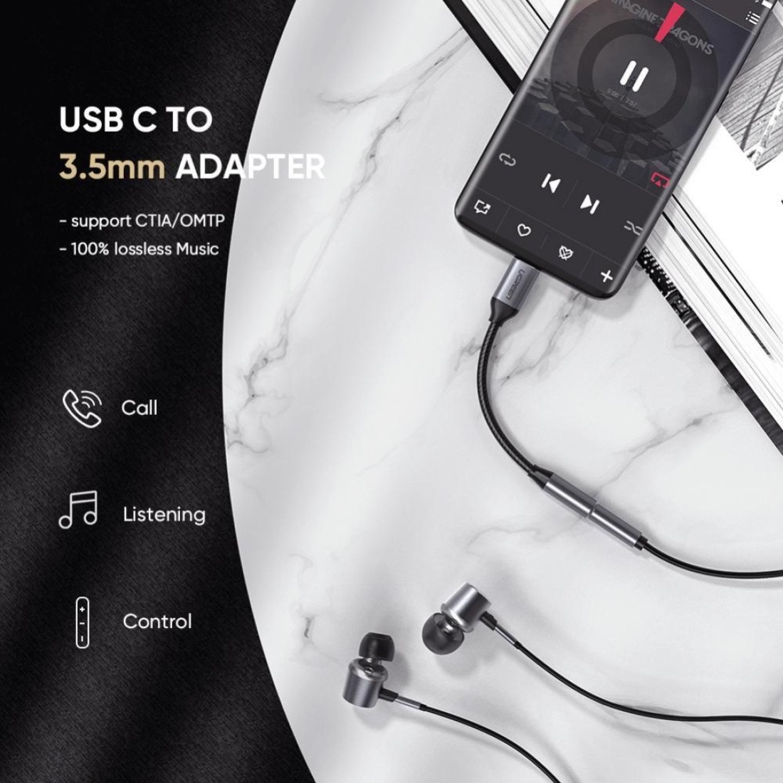 UGREEN USB Type C to 3.5mm Female Cable 10cm