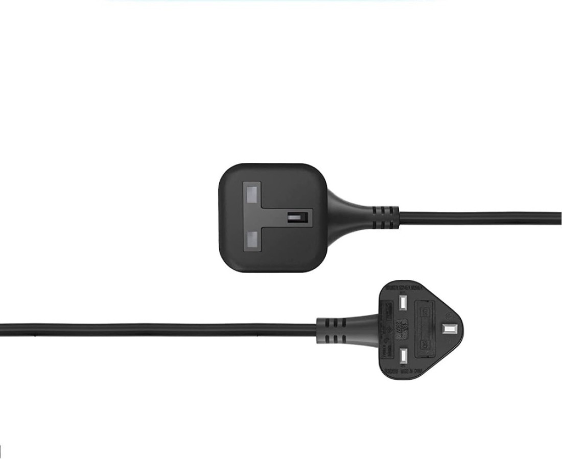 DKURVE&reg; 3 Meter 1 Way Gang Extension Lead 13 AMP Single Socket Extension Lead, UK 3 Pin Fused Plug male to female Travel Use Extension Cord Power Strip Plug, Extension for Travel, Home &amp; office
