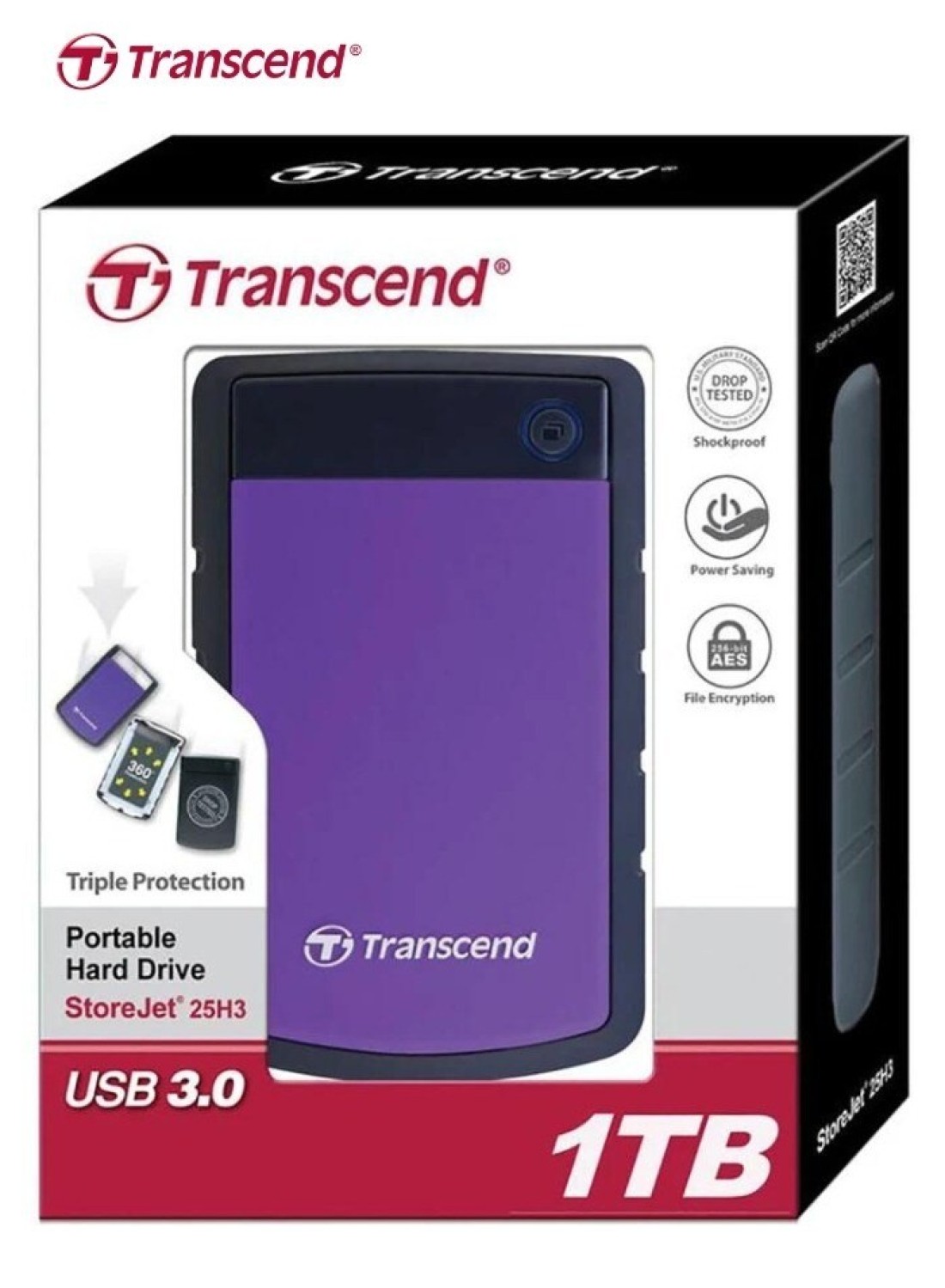 ترانسيند محرك الأقراص الصلبة الخارجي المتين USB 3.1 Gen 1 StoreJet 25H3P TS1TSJ25H3P أرجواني