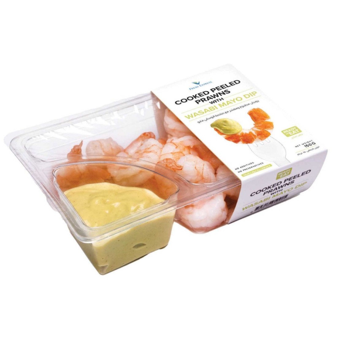 Cooked Peeled Prawns with Wasabi and Mayo Dip 150g