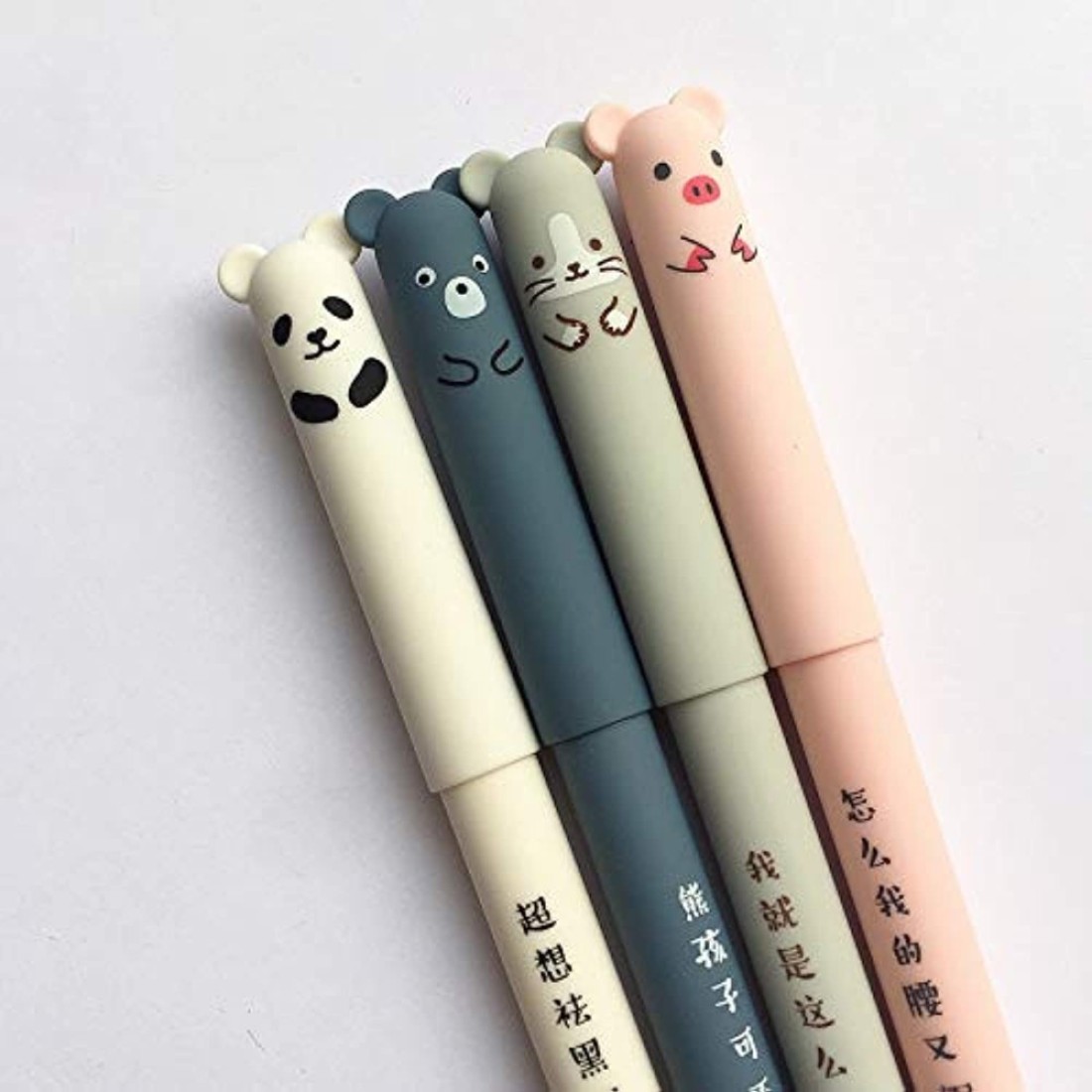 bouti1583 4 Pcsset Kawaii Pig Bear Cat Mouse Erasable Gel Pen School Office Supplies Stationery Gift 035mm Black Ink Black Ink Color