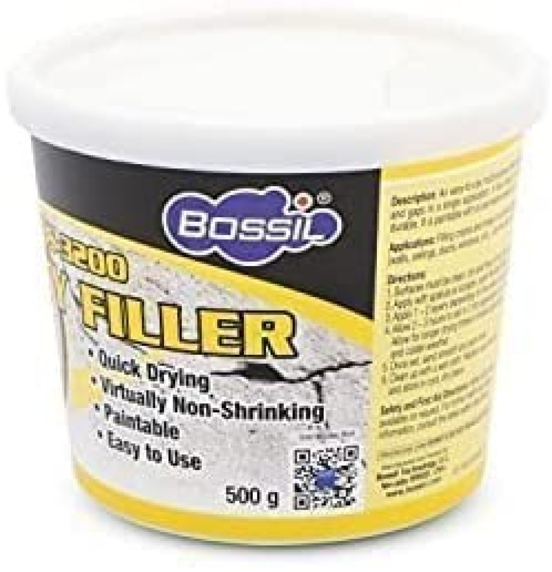 ABBASALI BOSSIL All-Purpose Putty, Putty Filler, Spackling for Drywall, Quick Drying, Designed for Interior and Exterior Home Use, Paintable, Permanent, Non-Shrinking, 500g 2PCS & 1PC SCRAPPER 2INCH