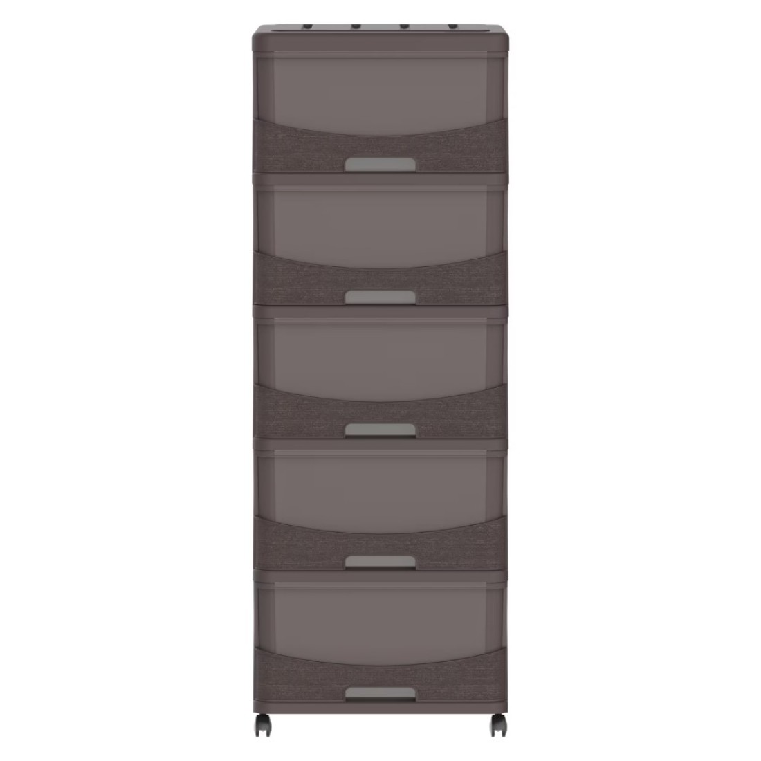 Cosmoplast Cedargrain 5 Tiers Storage Cabinet With Drawers And Wheels Dark Brown 50x40x114cm