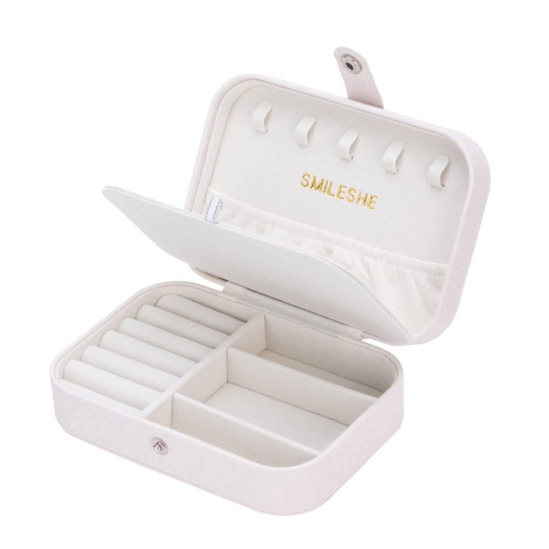 Smileshe Jewelry Box PU Leather Small Portable Travel Case 2 Layers Organizer Display Storage Holder Box for Rings Earrings Necklaces Bracelets