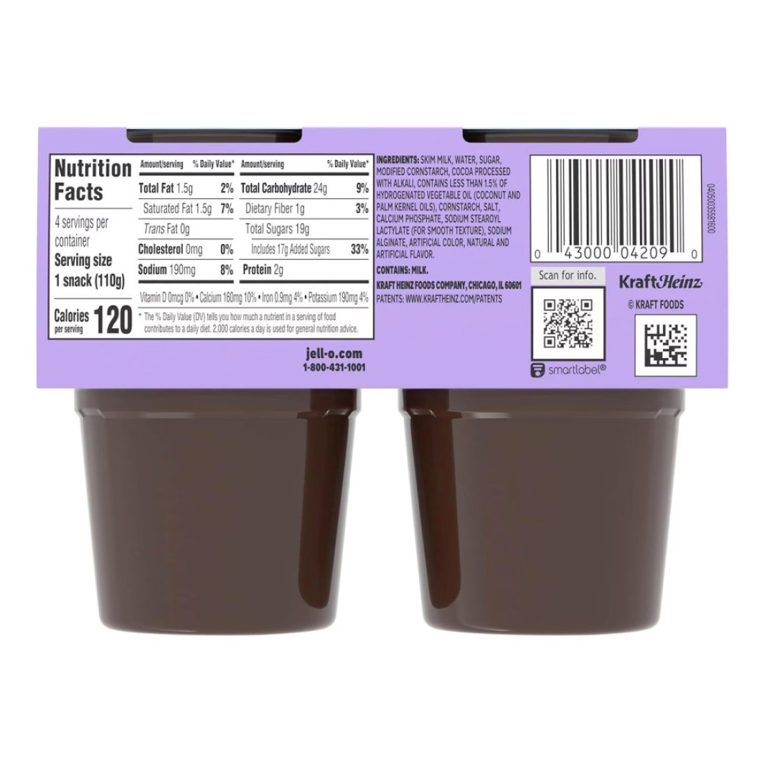 Jell-O Original Chocolate Ready To Eat Pudding Snack Cups 440g