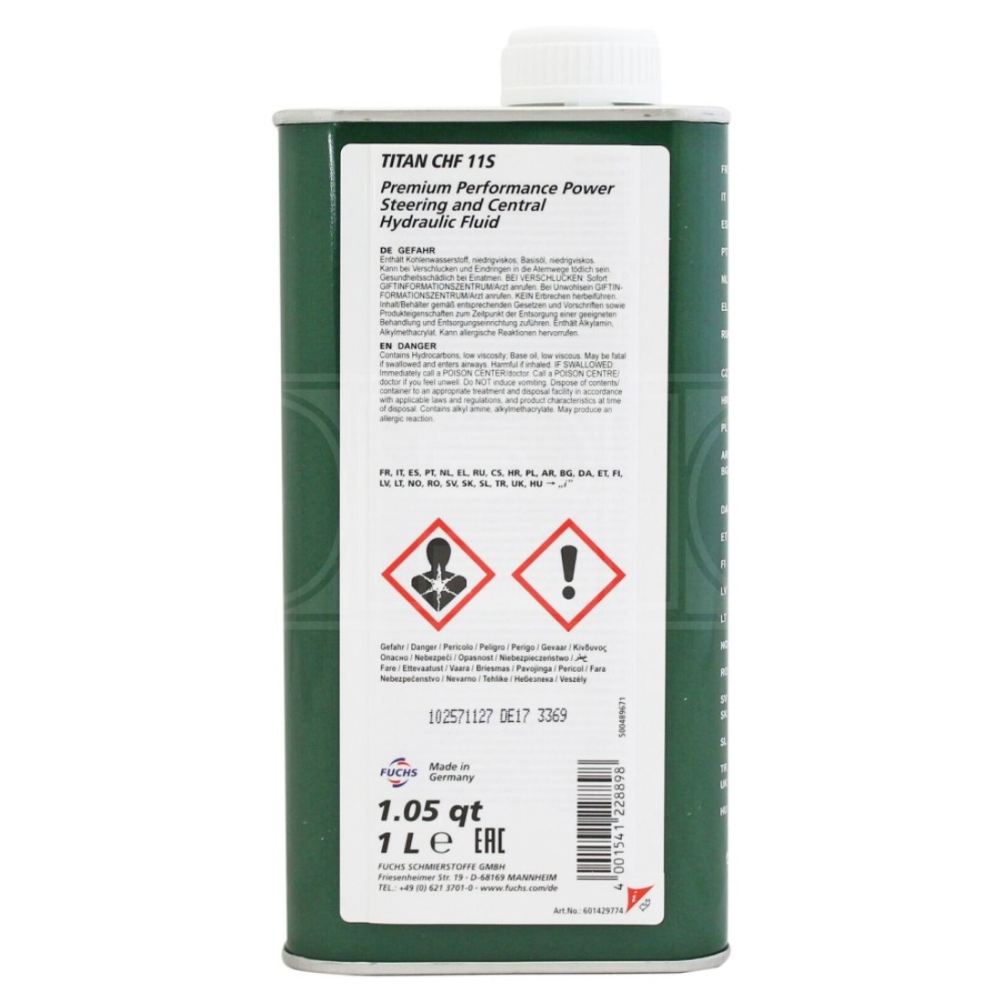 Fuchs Titan CHF 11S Power Steering and Central Hydraulic Car Oil Fluid - 1L
