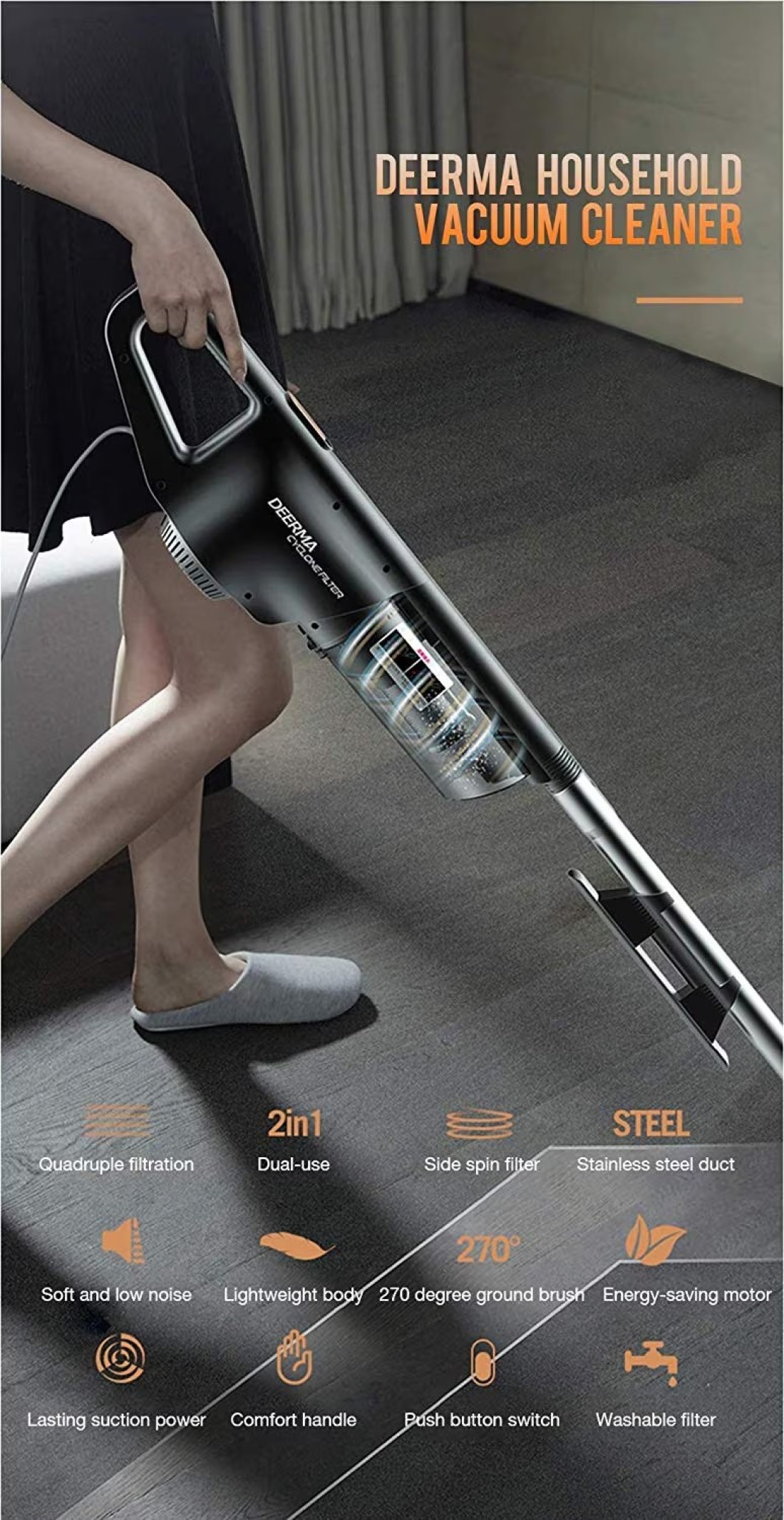 Deerma - DX600 Handheld Vacuum Cleaner Household Silent Vacuum Cleaner