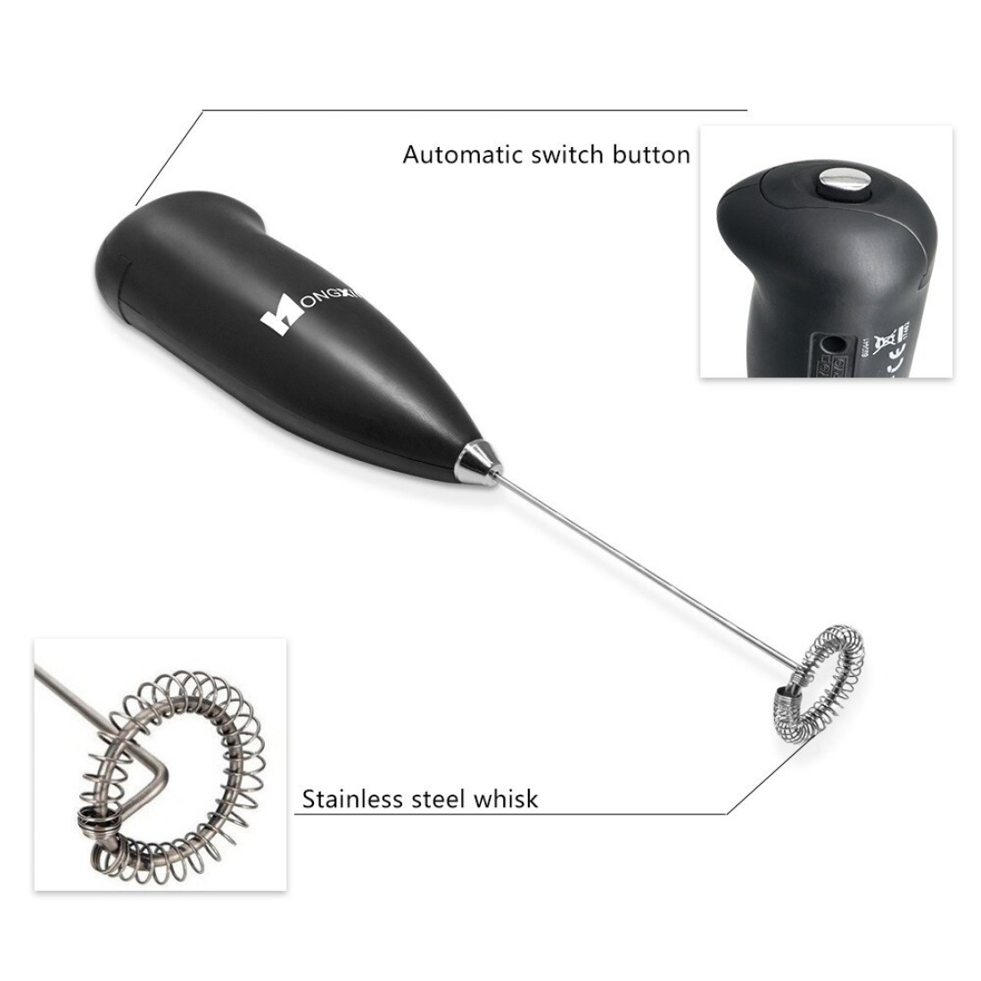 Decdeal - Electric Milk Frother Automatic Handheld Foam Maker for Egg Latte Cappuccino Hot Chocolate Matcha Home Kitchen Coffee Tool