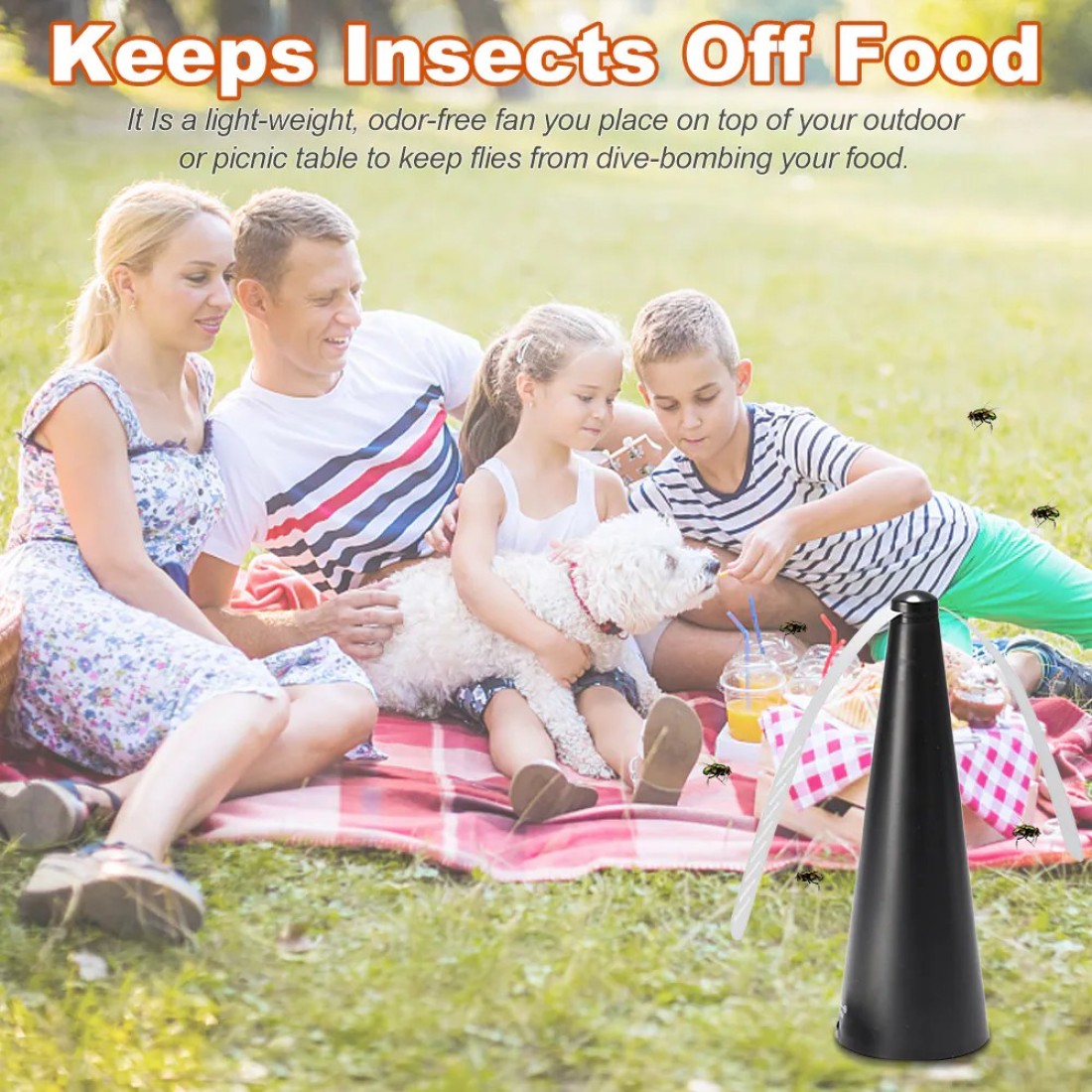 Generic-Electronic Pest Control Fly Repellent Fan USB Charging Keep Flies Mosquito/Fly/Bug Away from Your Food,Meal Outdoor /Indoor Portable Fly Repellent Fan