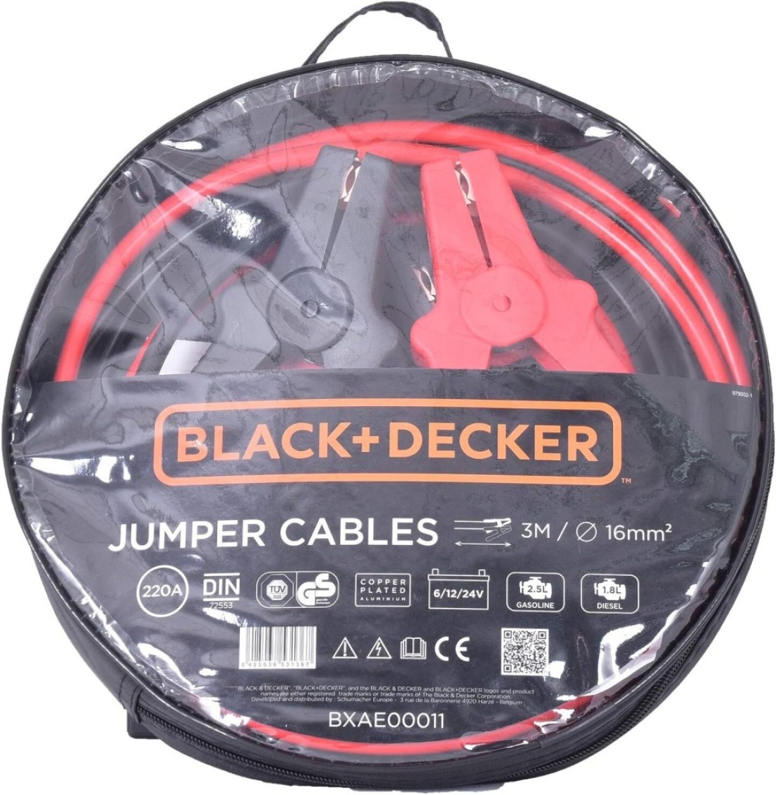 Car Jumper Cables 3m Long with Insulated Clamps