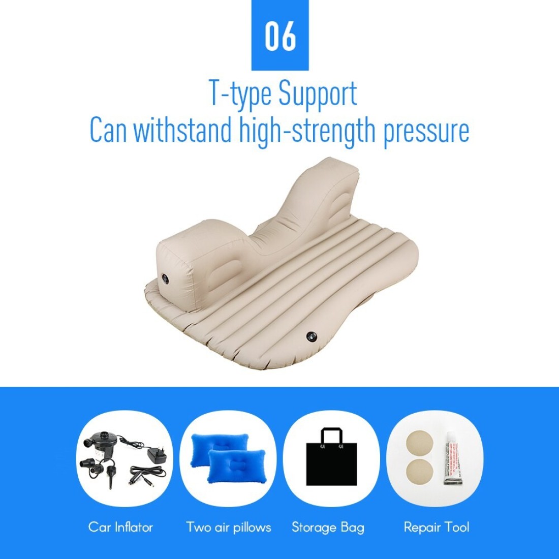 Generic-Car Travel Inflatable Mattress Air Bed Cushion Portable Camping Universal for SUV Extend Air Couch with Two Air Pillows
