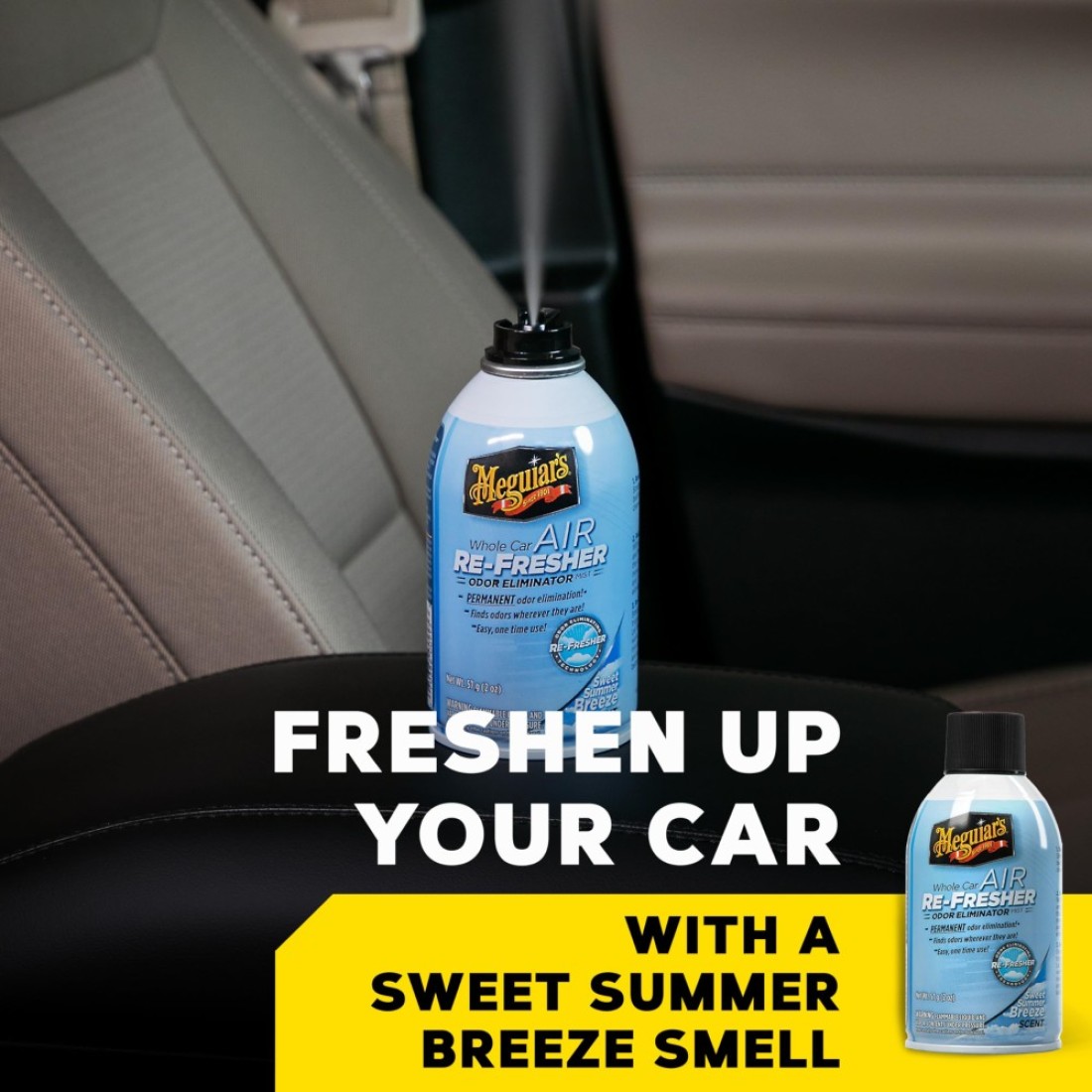 Meguiars Whole Car Air Refresher Odor Eliminator Spray Eliminates Strong Vehicle Odors Summer Breeze 2 Oz Spray Bottle