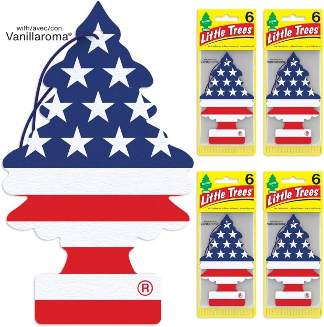 LITTLE TREES Air Fresheners Car Air Freshener. Hanging Tree Provides Long Lasting Scent for Auto or Home. America, 24 Air Fresheners
