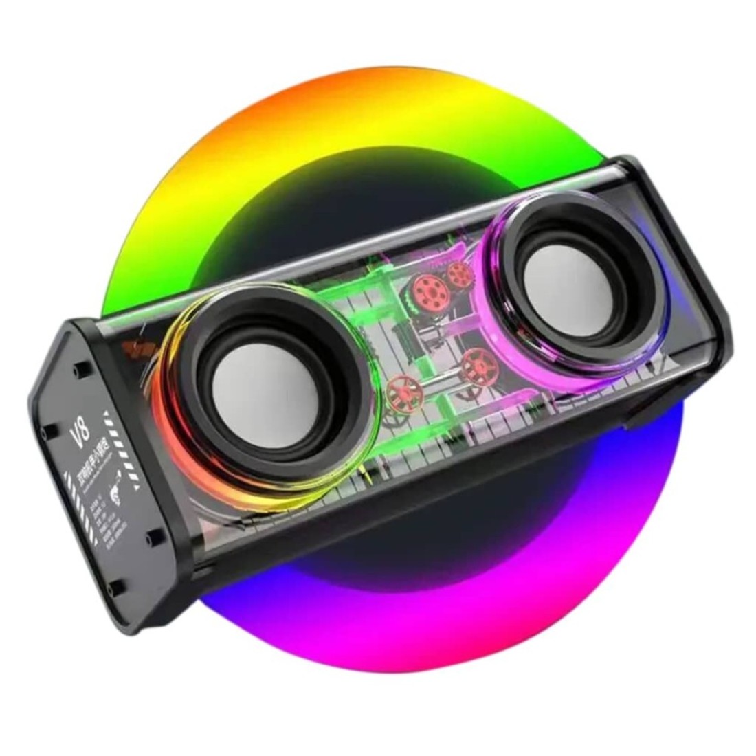 V8 Bluetooth Speaker, Dual Speakers, High Power Subwoofer, Black