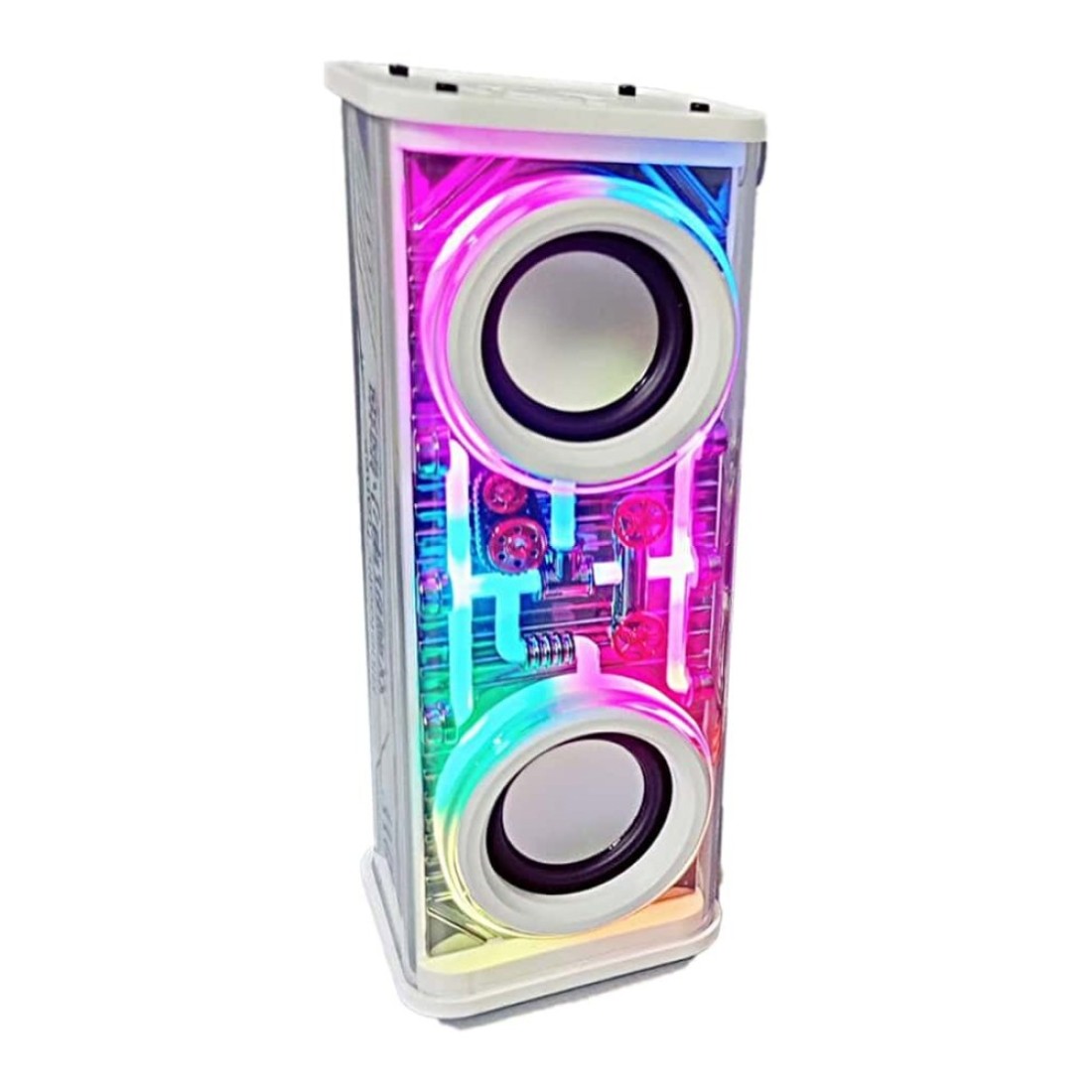 V8 Bluetooth Speaker, Dual Speakers, High Power Subwoofer, White