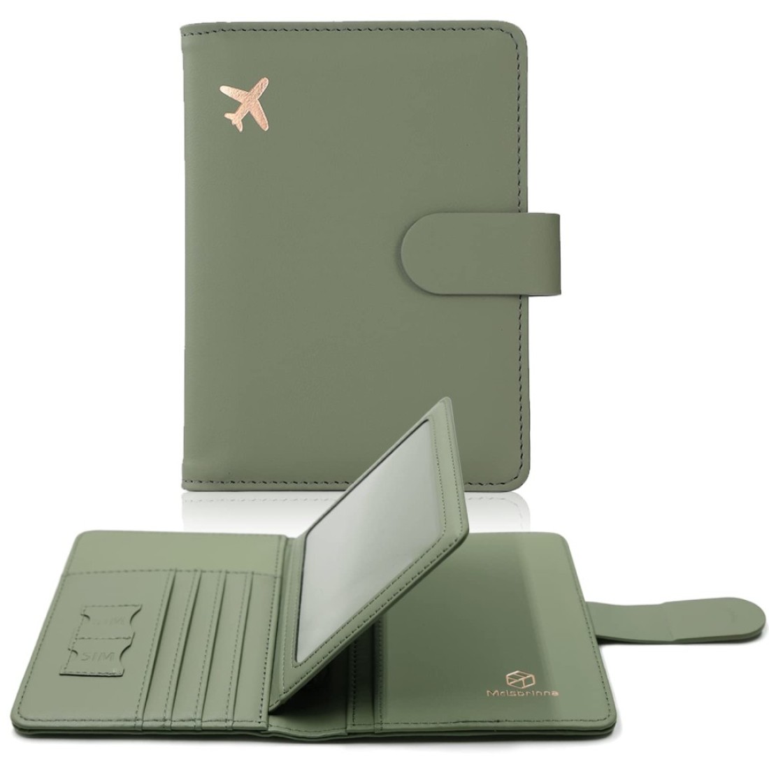 Melsbrinna Passport HolderPassport Holder Card SlotsCute Passport cover for WomenMenWaterproof Rfid Blocking Travel Wallet Moss green New
