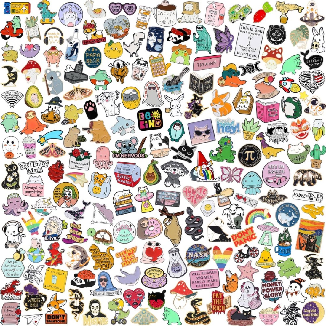 SINCCO 204050 PCS Cute Enamel Backpack Pins Funny Enamel Pins Bulk Set Cool Button Pins Aesthetic Brooch Lapel Pins Anime for Backpacks Jackets Hats Kids Girls