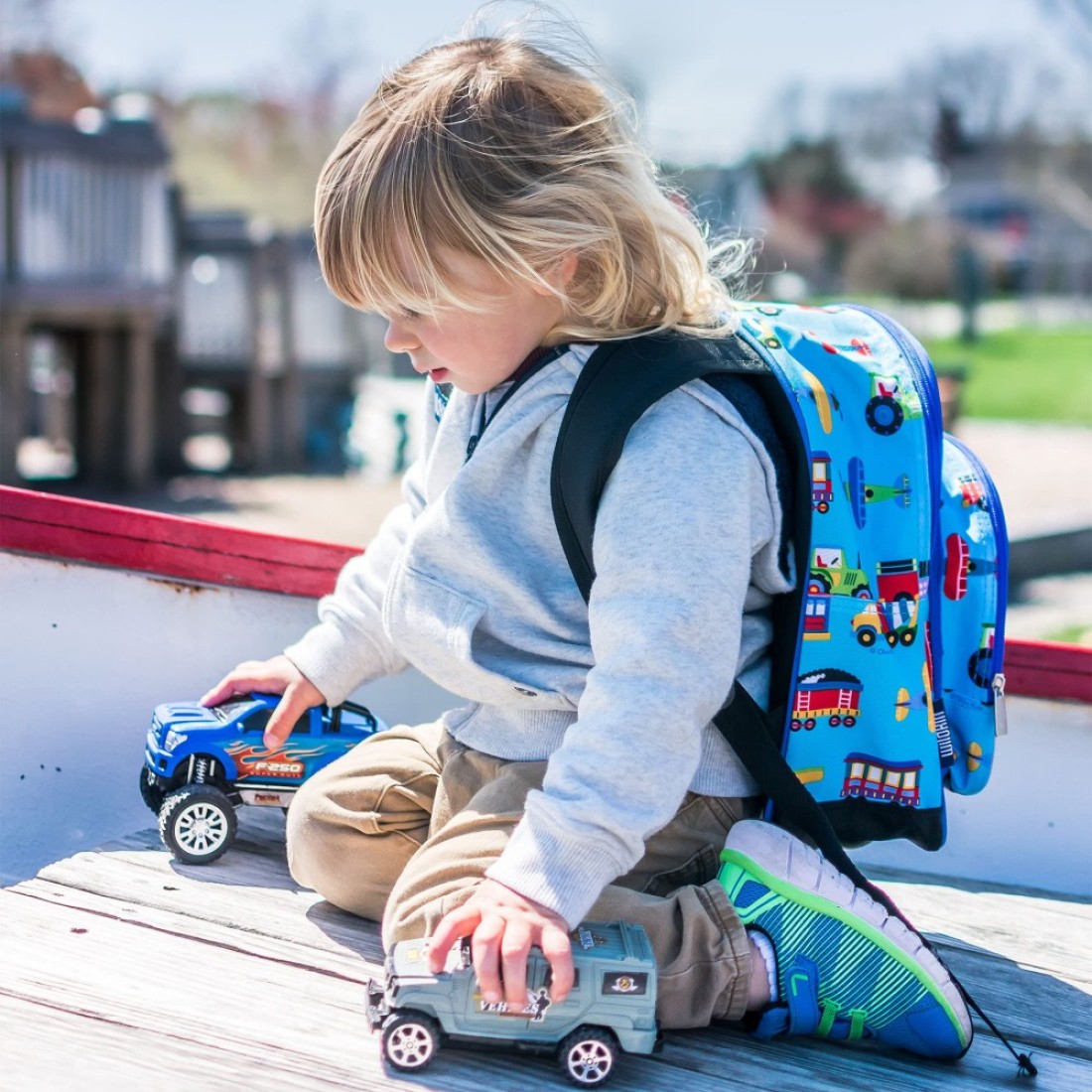 Wildkin 12Inch Kids Backpack for Boys Girls Perfect for Daycare and Preschool Toddler Bags Features Padded Back Adjustable Strap Ideal for School Travel Trains Planes and Trucks
