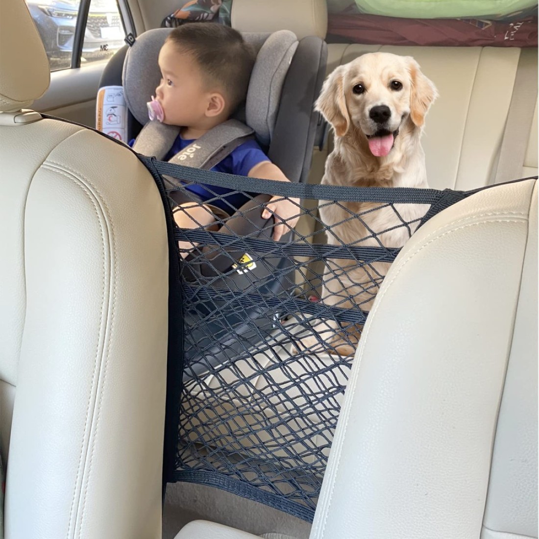 MBVBN 3Layer Car Mesh Organizer Seat Back Net Bag Barrier of Backseat Pet Kids Cargo Tissue Purse Holder Driver Storage Netting Pouch