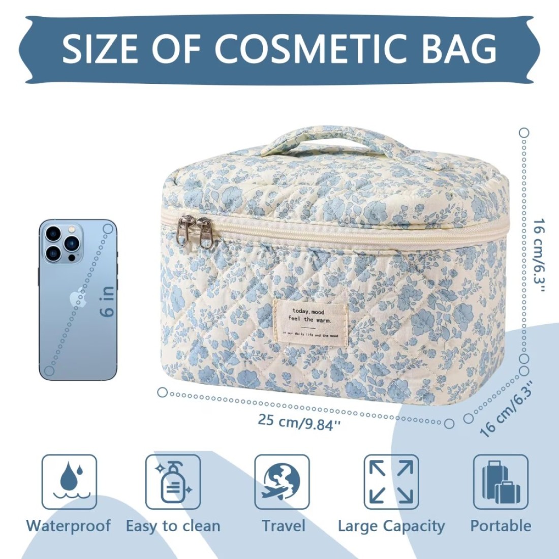 Large Makeup Bag Cute Cosmetic Bag for Women Girls Floral Coquette Aesthetic Toiletry Bag Travel Make Up Organizer Bag